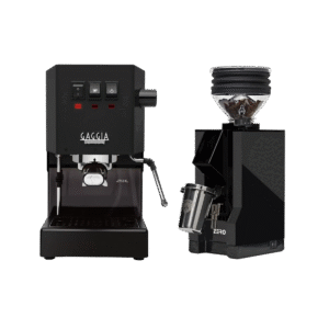 Gaggia Classic E24 Black & Eureka Mignon Zero 55 Matte Black with Black Spout Grinder Bundle