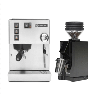Rancilio Silvia M V6 Espresso Machine (Stainless Steel) and Eureka Mignon Zero Grinder (Black with Black Spout) Bundle